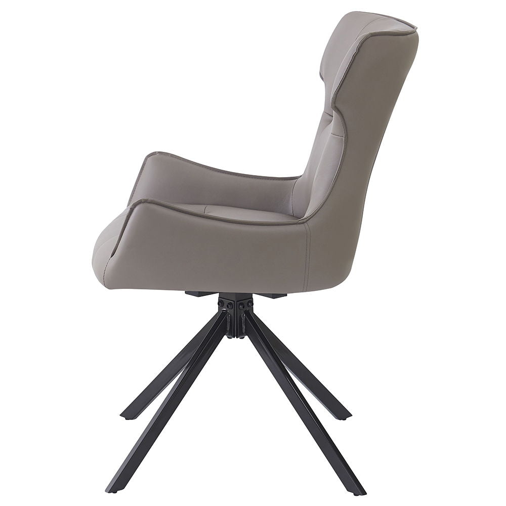 Damita - Chaise d'appoint pivotante en cuir synthétique camel (lot de 2) - Finition grise et noire