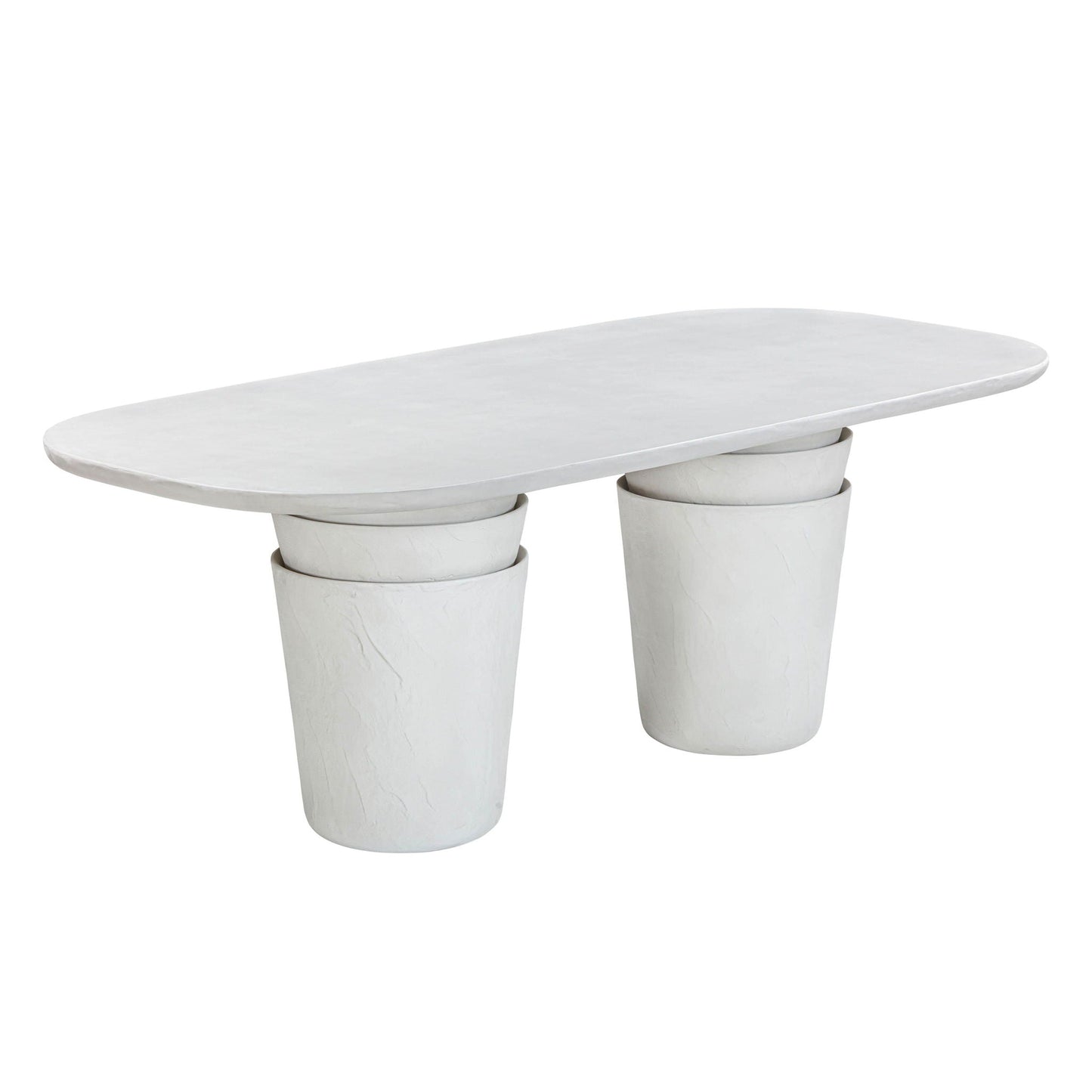 Margot - Table à manger en béton imitation plâtre pour intérieur/extérieur - Gris clair