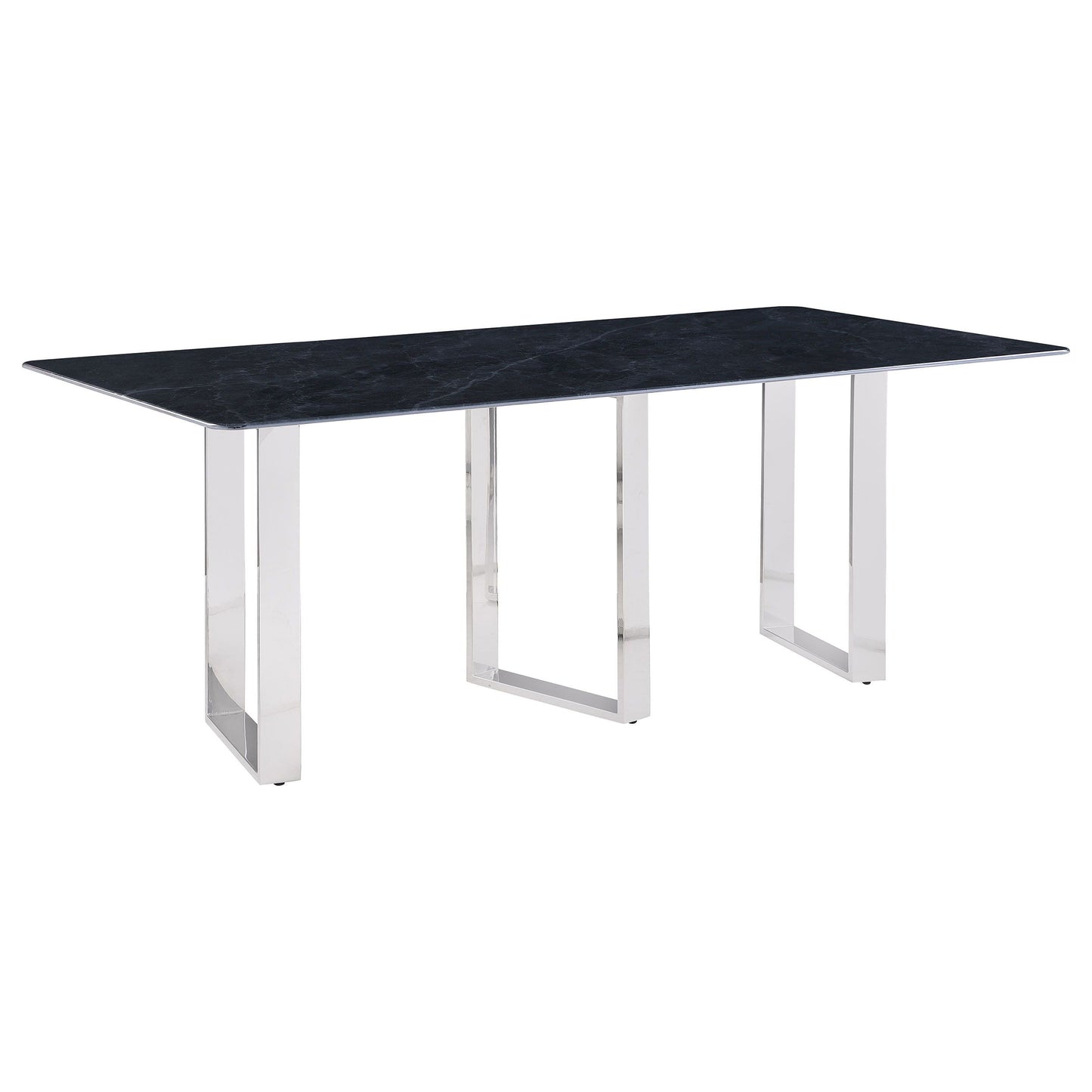 Desden - Table à manger rectangulaire en pierre frittée - Gris