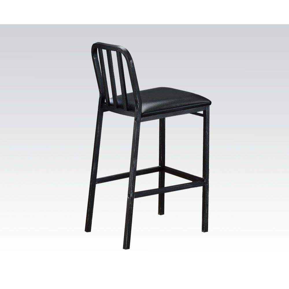 Jodie - Chaise de bar (lot de 2) - Cuir synthétique noir et noir antique