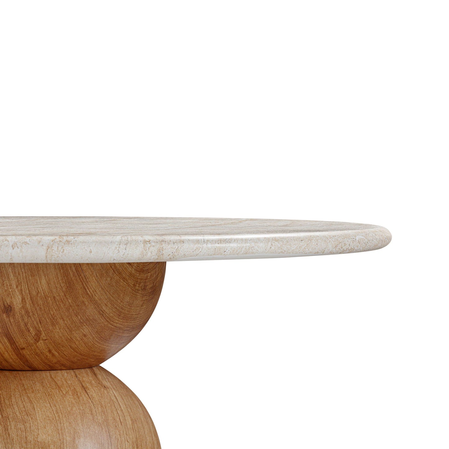 Cynthia - Table à manger ronde d'intérieur/extérieur en béton - Travertin