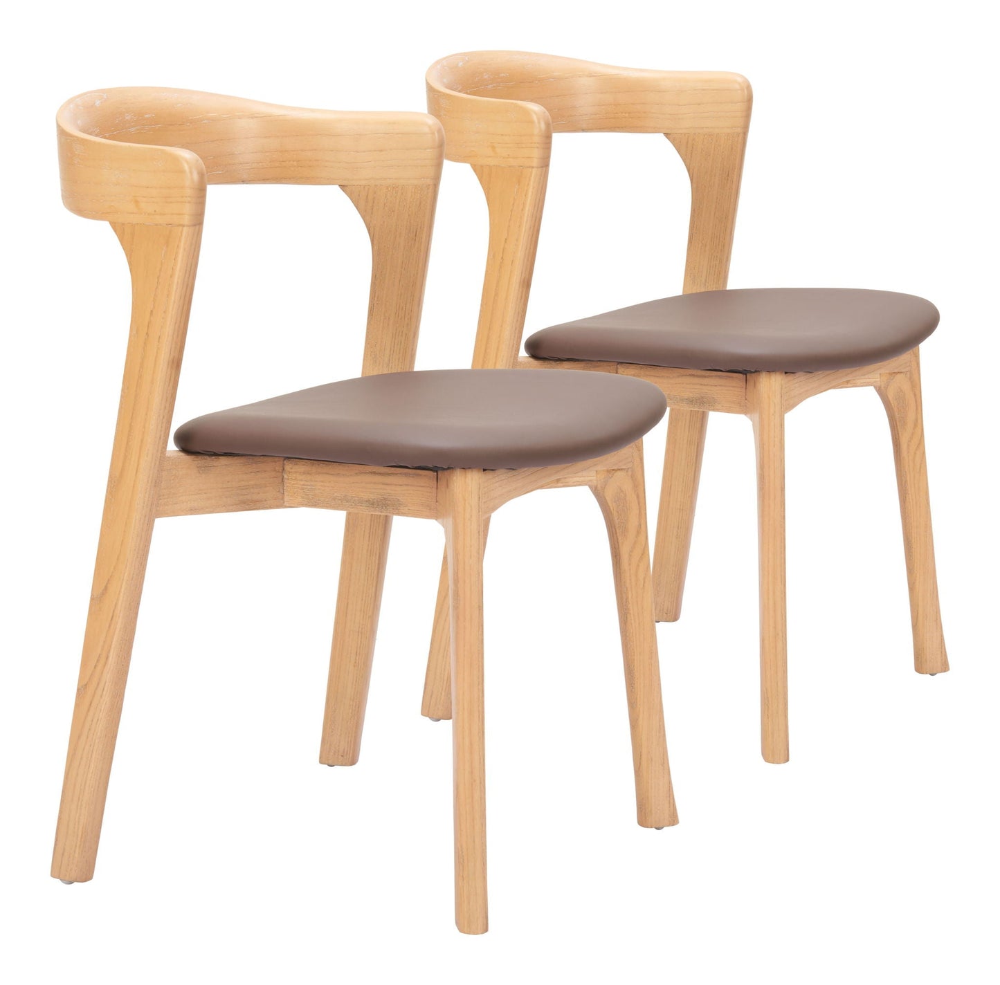 Pioro - Chaise de salle à manger (lot de 2) - Marron / Naturel