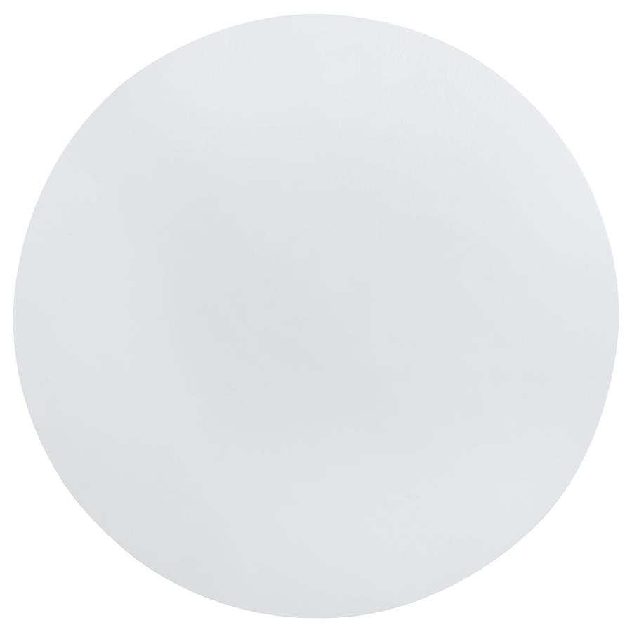 Judd - Table à manger ronde en bois avec étagère - Blanc perle