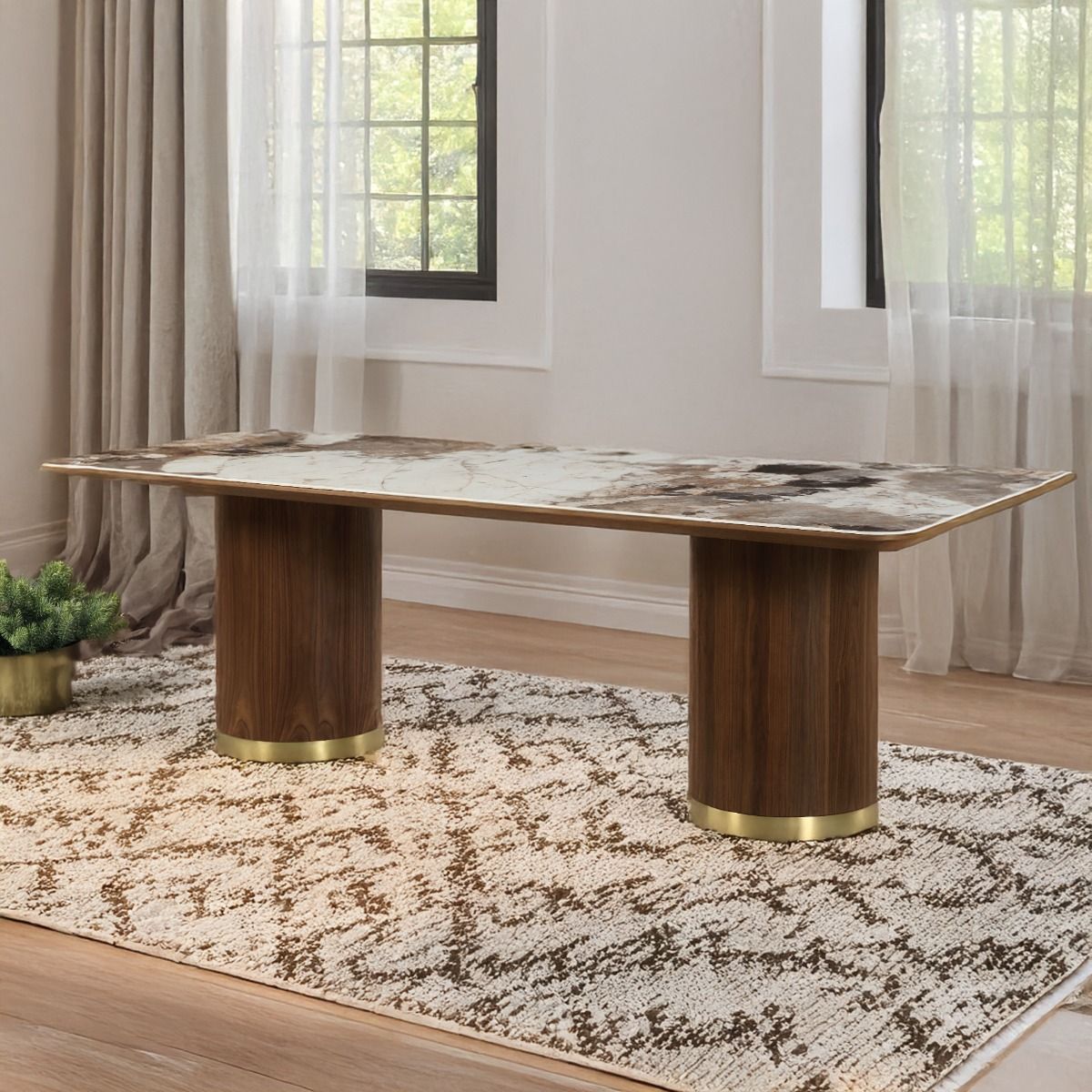 Willene - Table à manger avec plateau en céramique