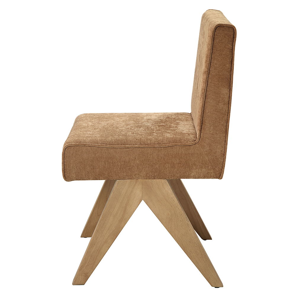 Chaise d'appoint Zoey (lot de 2) - Chenille chocolat et chêne