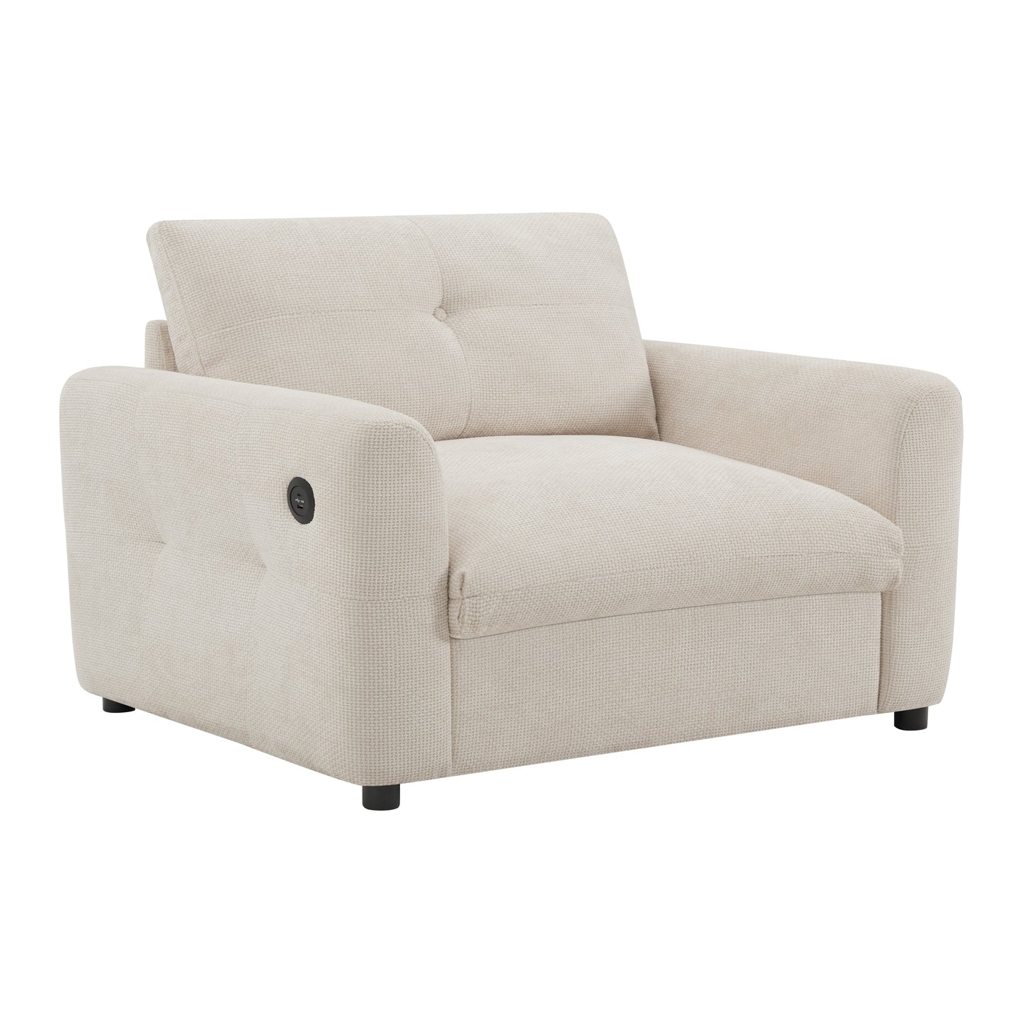 42â?Wide Seat Armchair with Dual-Port Charger and Tufted Pull-Line Design by Harper&Bright Designs