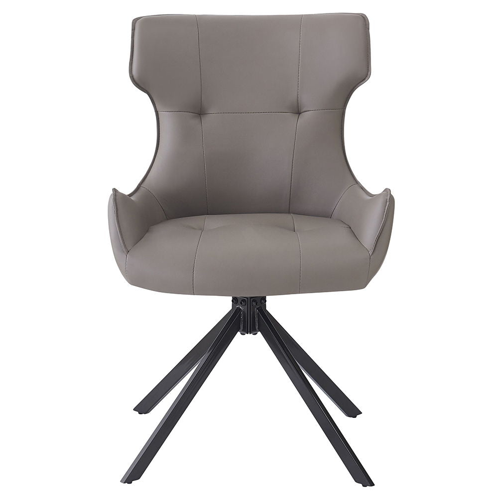 Damita - Chaise d'appoint pivotante en cuir synthétique camel (lot de 2) - Finition grise et noire