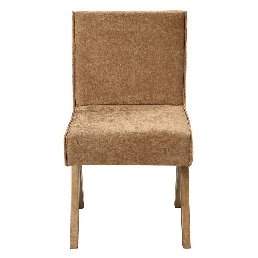 Chaise d'appoint Zoey (lot de 2) - Chenille chocolat et chêne