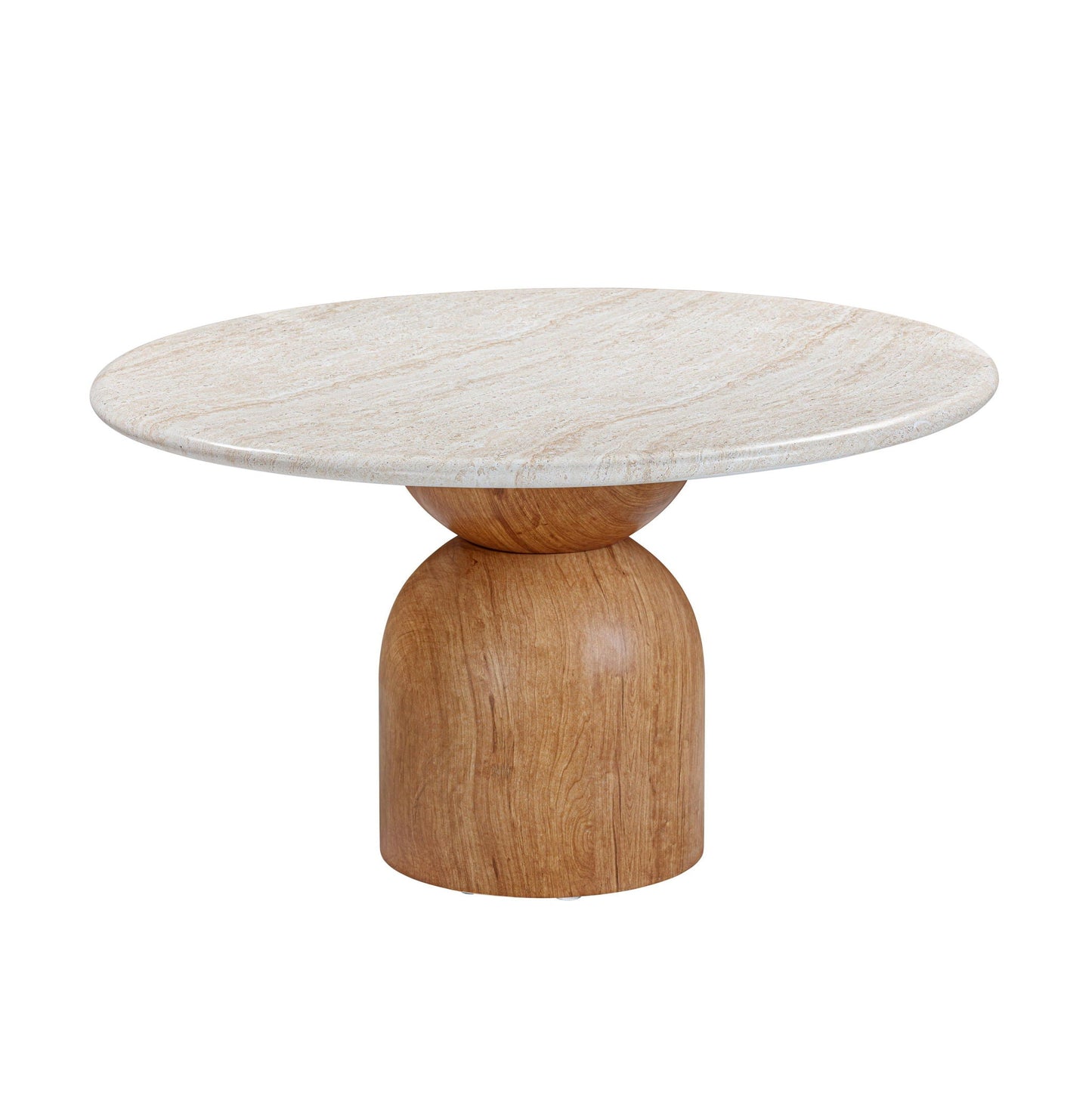 Cynthia - Table à manger ronde d'intérieur/extérieur en béton - Travertin