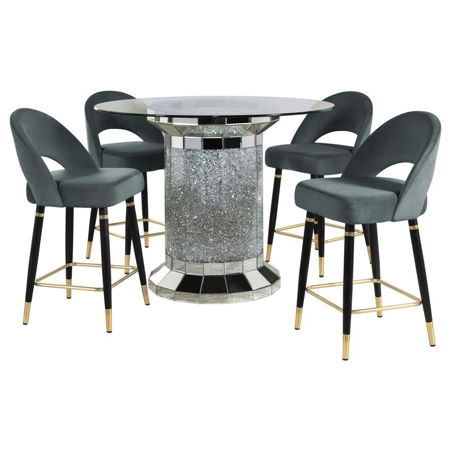 Ellie - Ensemble de table à manger à hauteur de comptoir avec miroir
