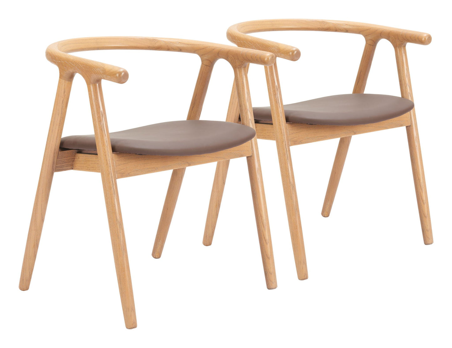 Peker - Chaise de salle à manger (lot de 2) - Marron / Naturel