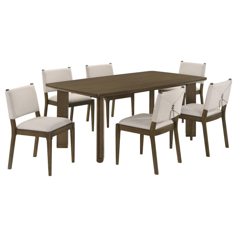 Ottowa - Ensemble de table de salle à manger rectangulaire en bois 7 pièces - Marron