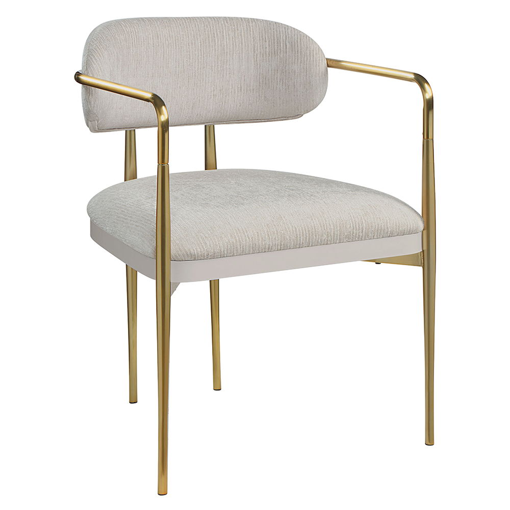 Zayn - Fauteuil (lot de 2) - Chenille beige et or
