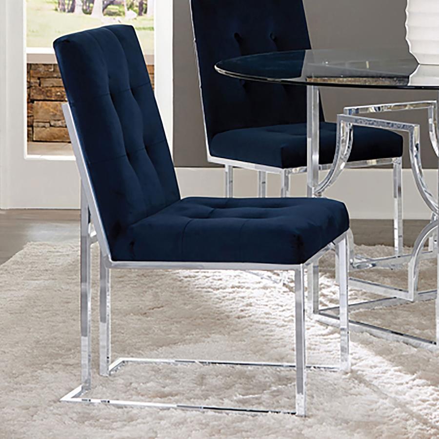Cisco - Chaise de salle à manger rembourrée en velours (lot de 2)