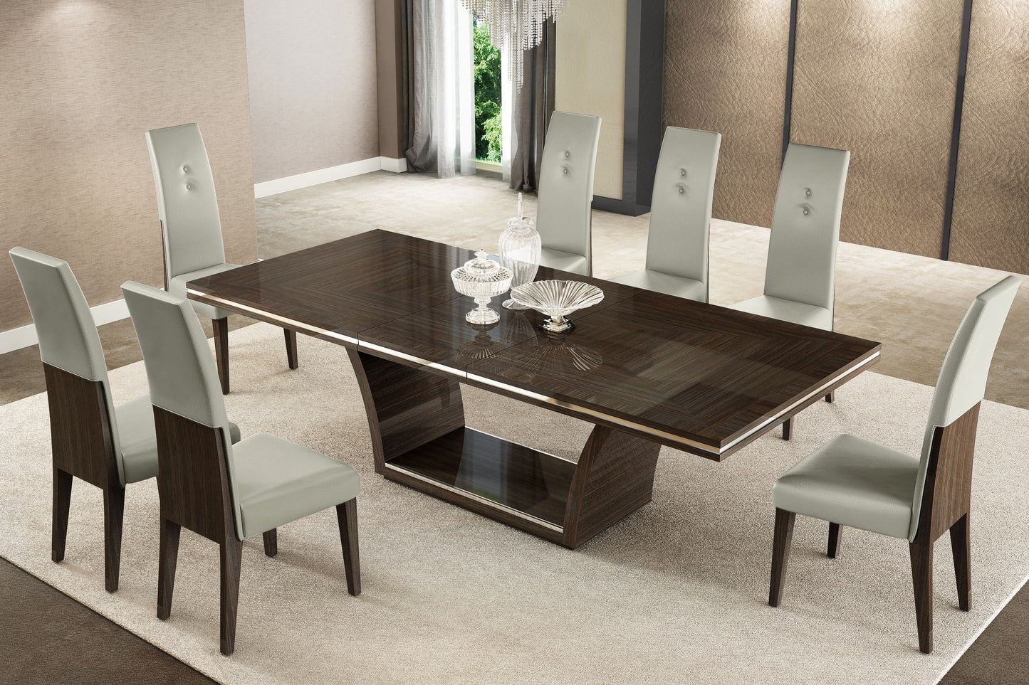D832 - Ensemble table à manger et 6 chaises - Wengé