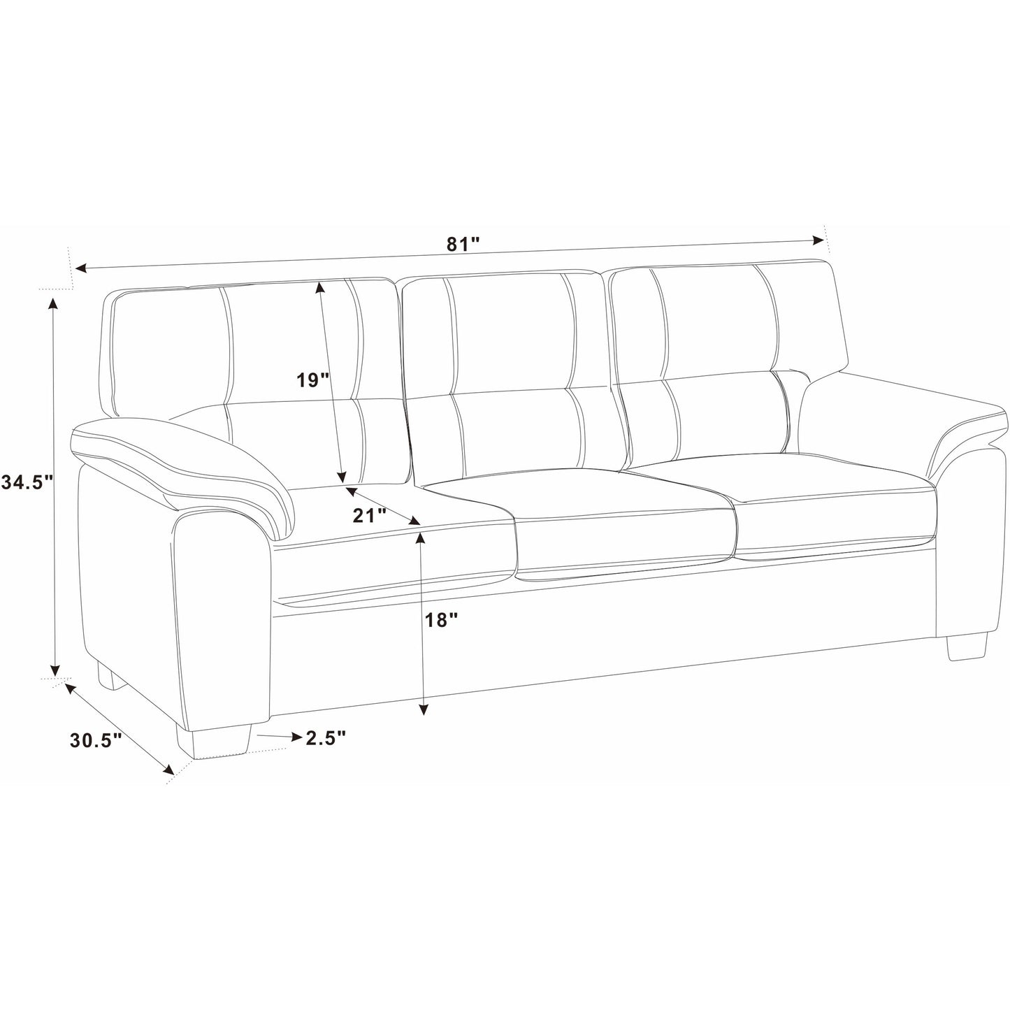 Vintage Brown Leather Three‑Seat Sofa