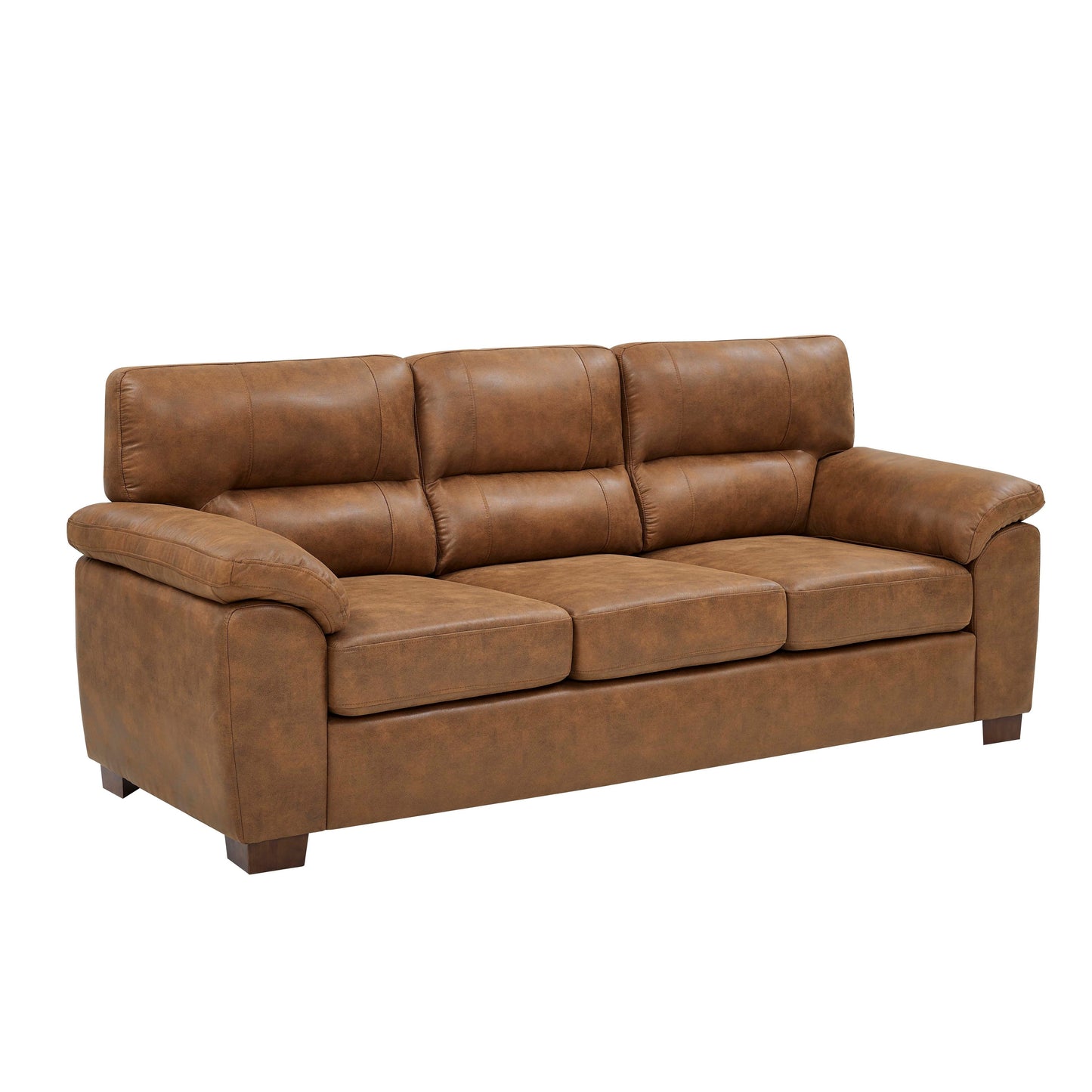 Vintage Brown Leather Three‑Seat Sofa