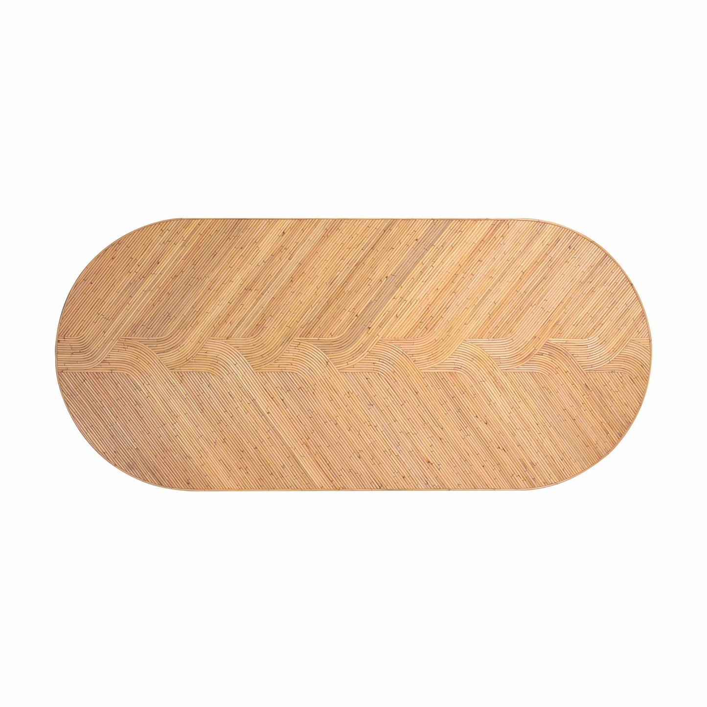 Caren - Table à manger ovale en rotin et verre - Naturel
