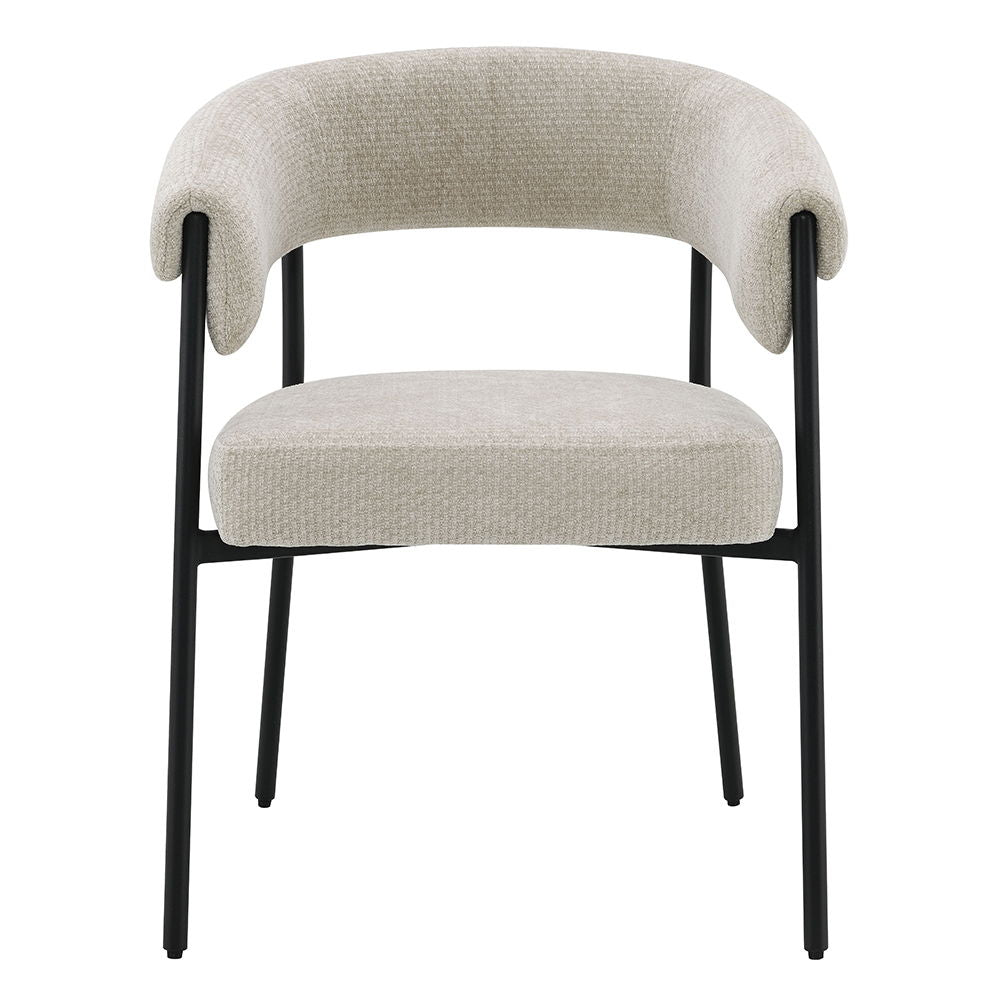 Jirina - Fauteuil en chenille (lot de 2) - Beige et noir