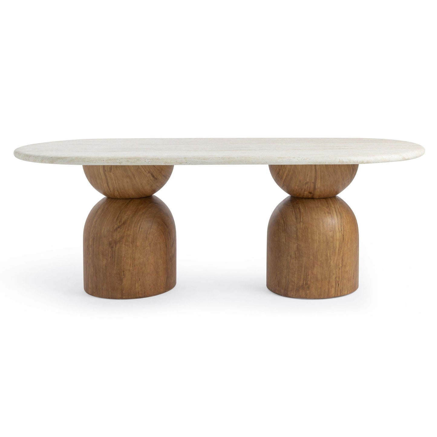 Cynthia - Table à manger longue d'intérieur/extérieur 87 - Marron/Travertin