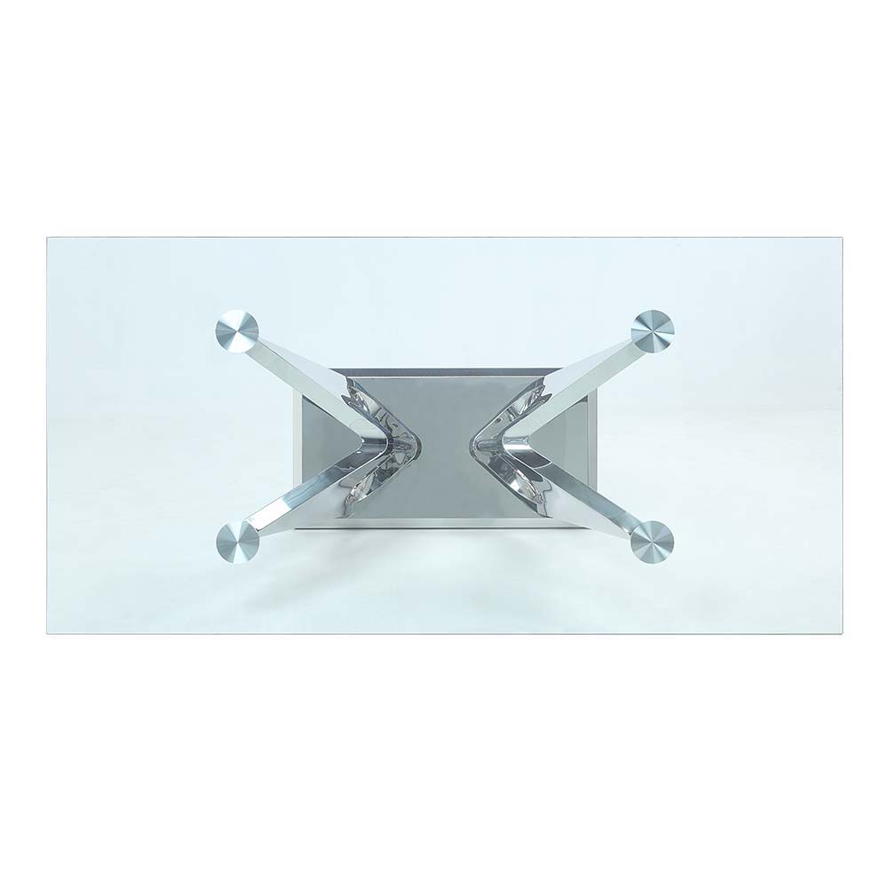 Azriel - Table à manger avec piédestal - Verre transparent et miroir argenté