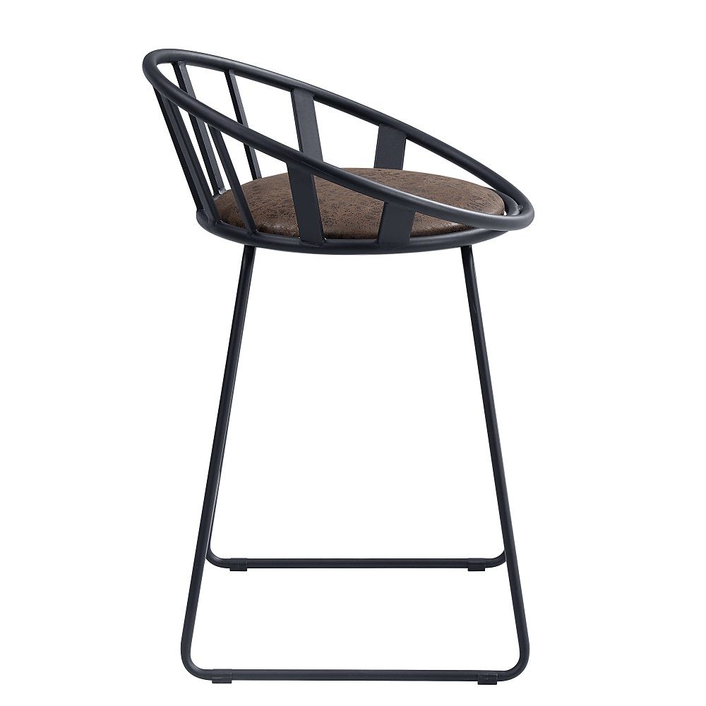 Zudora - Chaises de comptoir (lot de 2) - Cuir synthétique et noir