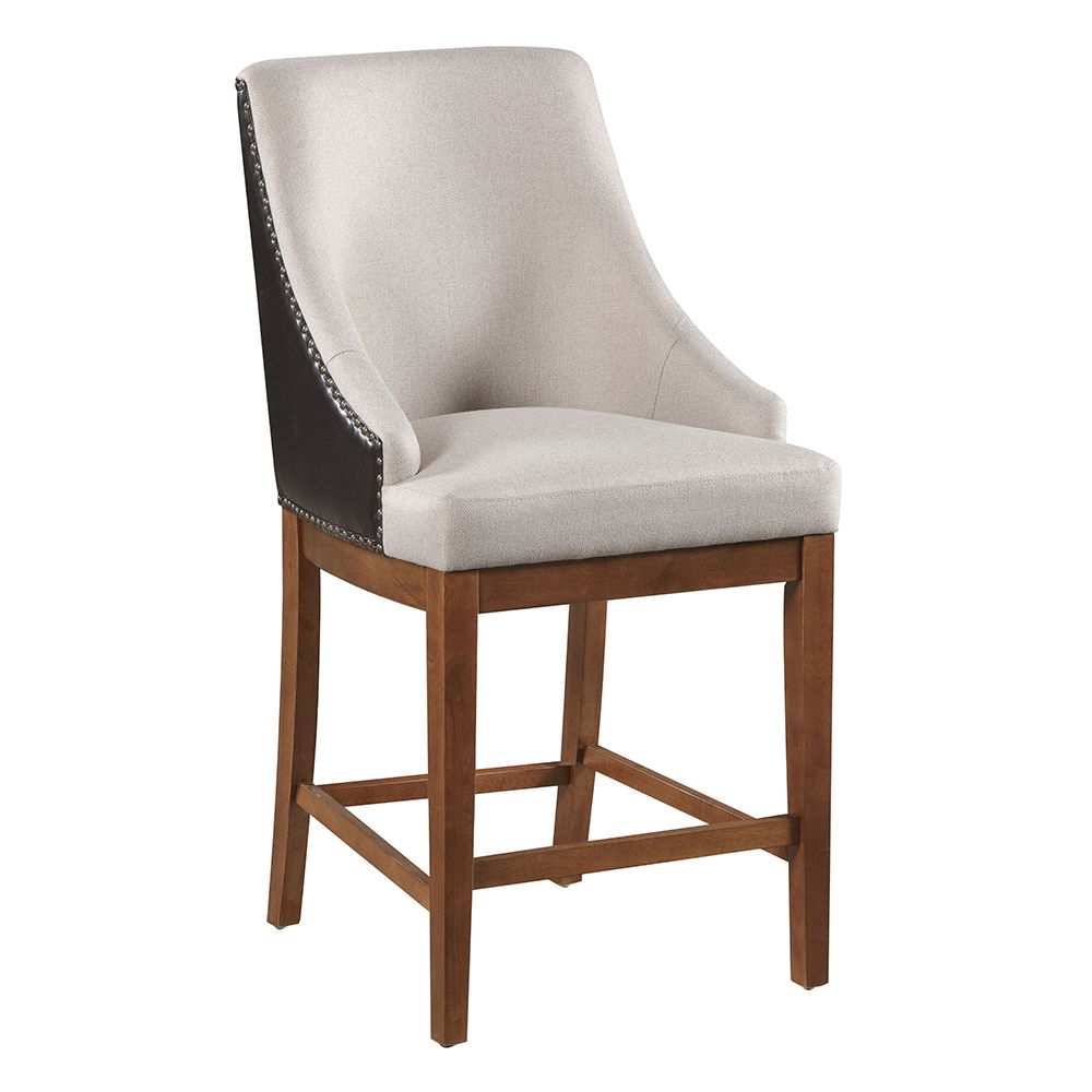 Gilsea - Chaises de comptoir (lot de 2) - Tissu, cuir synthétique marron et marron