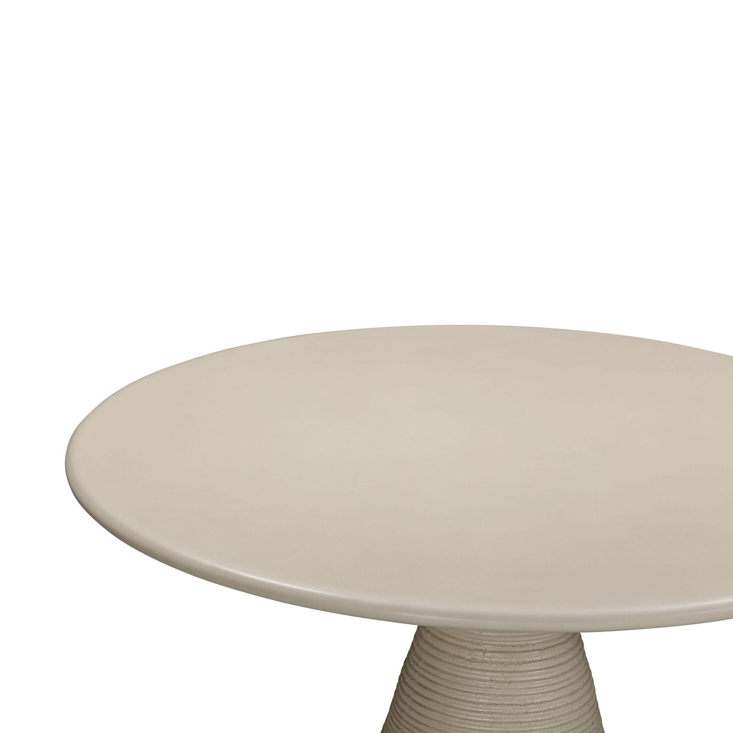 Fern - Table à manger ronde d'intérieur/extérieur en béton imitation plâtre texturé - Beige