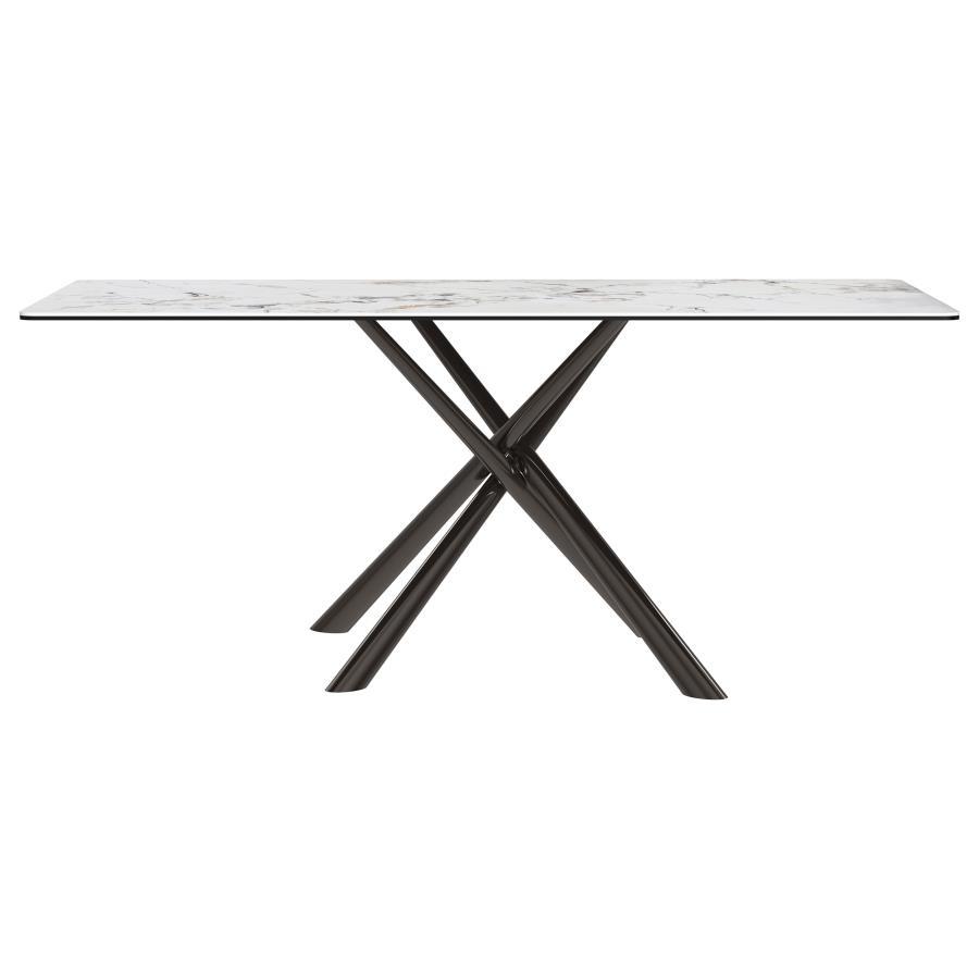 Carvell - Table à manger rectangulaire en pierre frittée - Mirage White