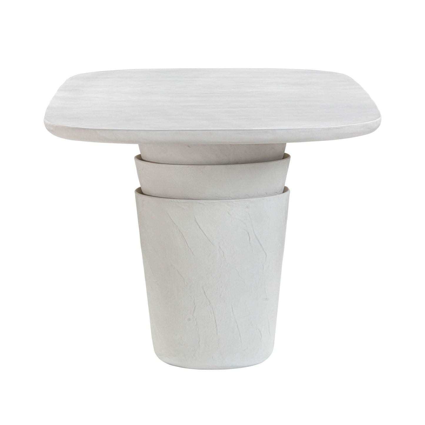 Margot - Table à manger en béton imitation plâtre pour intérieur/extérieur - Gris clair