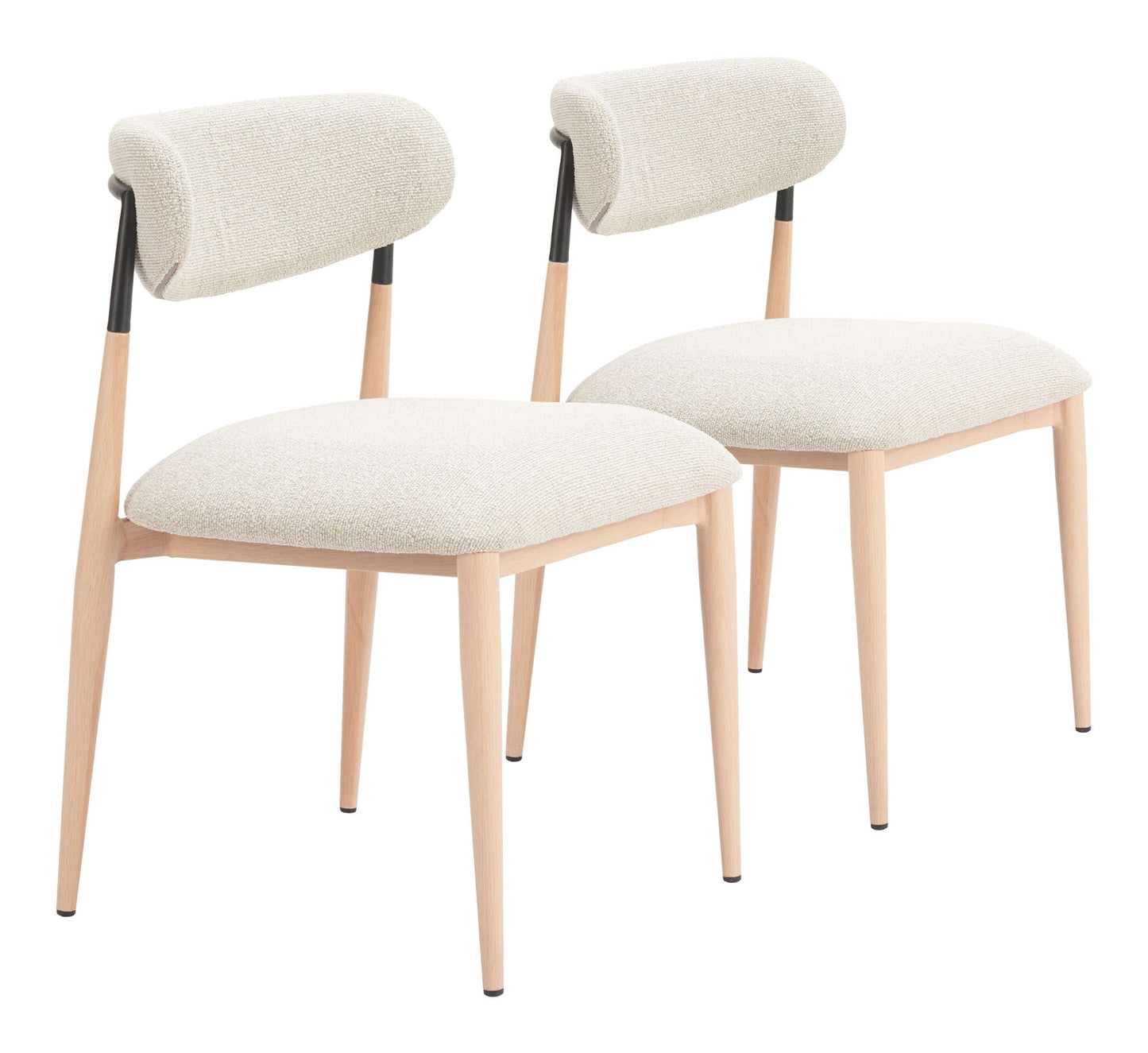 Equinox - Chaise de salle à manger sans accoudoirs (lot de 2) - Gris huître et naturel