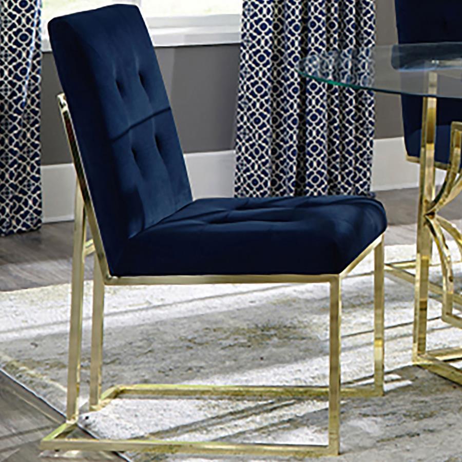 Cisco - Chaise de salle à manger rembourrée en velours (lot de 2)