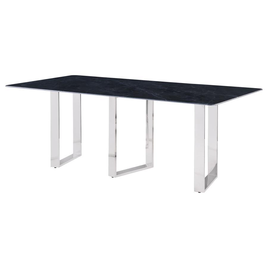 Desden - Table à manger rectangulaire en pierre frittée - Gris