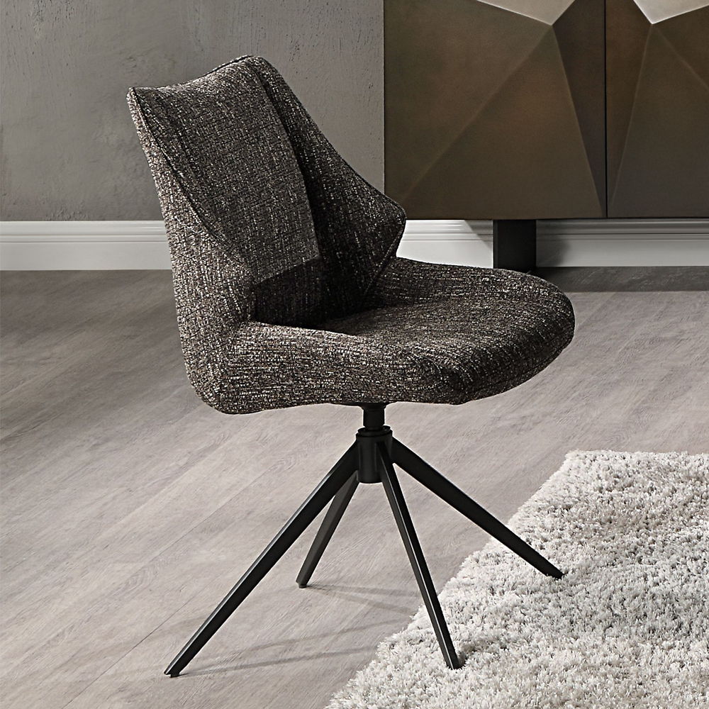 Malika - Chaise d'appoint pivotante (lot de 2) - Chenille marron