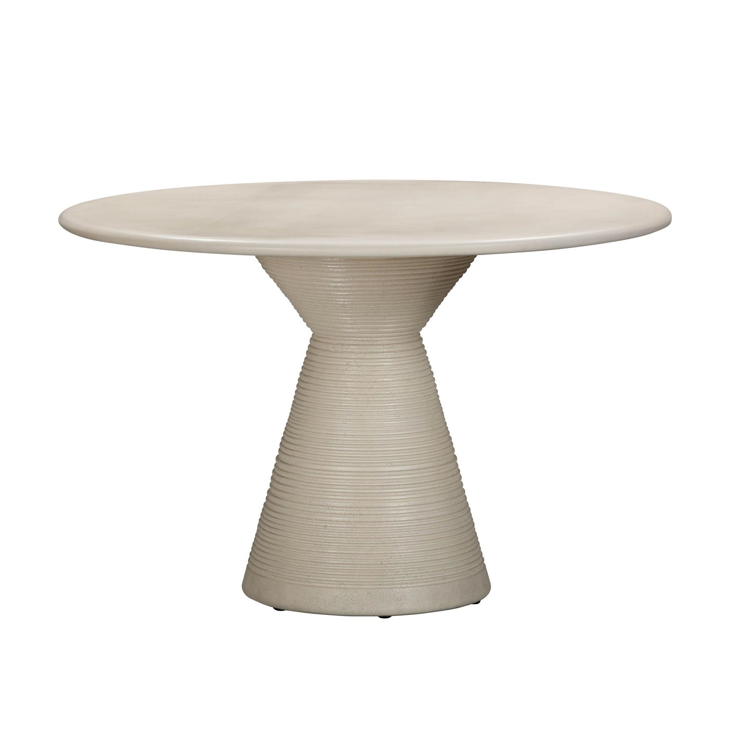 Fern - Table à manger ronde d'intérieur/extérieur en béton imitation plâtre texturé - Beige