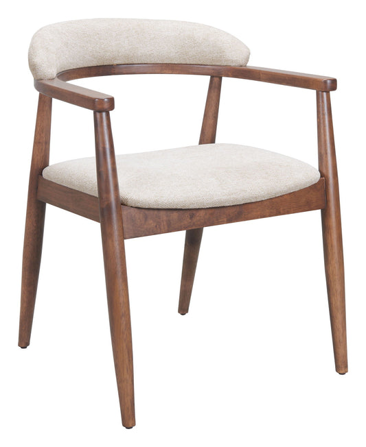 Goka - Chaise de Salle à Manger - Beige &amp; Noyer