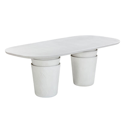 Margot - Table à manger en béton imitation plâtre pour intérieur/extérieur - Gris clair