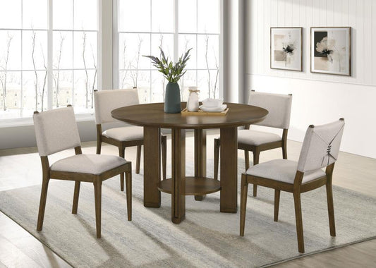 Ottowa - Ensemble de table de salle à manger ronde en bois 5 pièces - Marron