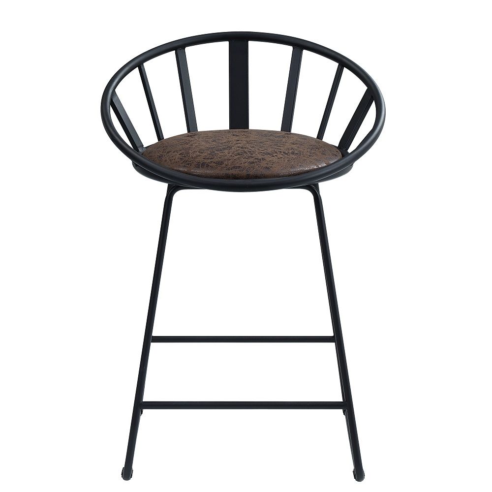 Zudora - Chaises de comptoir (lot de 2) - Cuir synthétique et noir