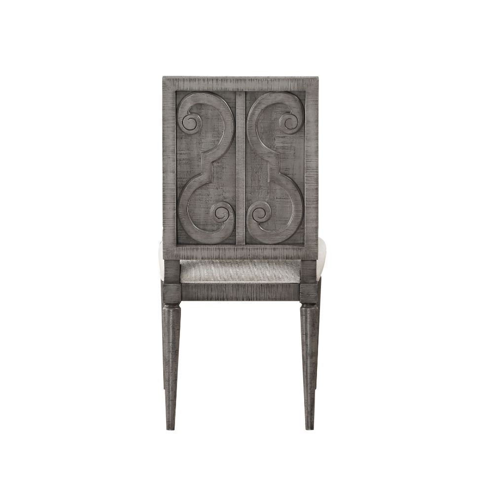 Artesia - Chaise d'appoint (lot de 2) - Tissu beige et bois naturel récupéré