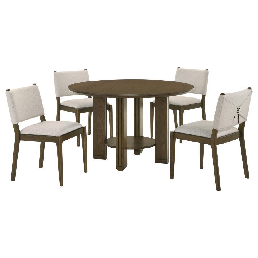 Ottowa - Ensemble de table de salle à manger ronde en bois 5 pièces - Marron
