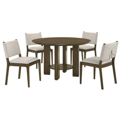 Ottowa - Ensemble de table de salle à manger ronde en bois 5 pièces - Marron