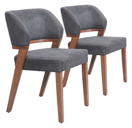 Sunobu - Chaise de salle à manger (lot de 2) - Gris azur et noyer