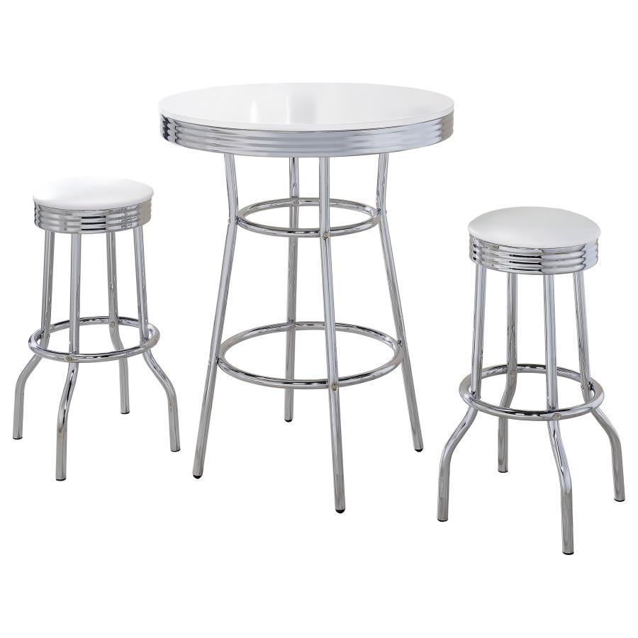 Ensemble de 3 tables de bar rondes style bistrot/pub rétro des années 1950
