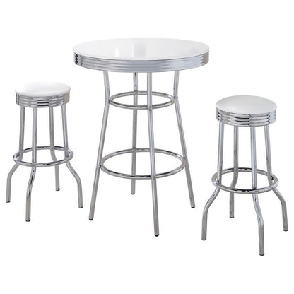 Ensemble de 3 tables de bar rondes style bistrot/pub rétro des années 1950