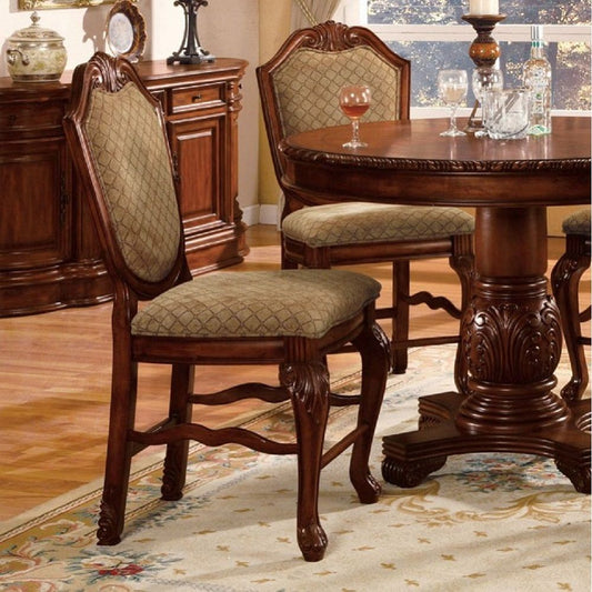 Chateau De Ville - Chaises de comptoir (lot de 2) - Tissu et finition cerisier