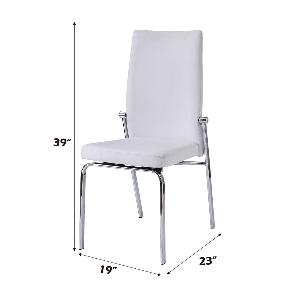 Osias - Chaise d'appoint (lot de 2) - Cuir synthétique blanc et chrome