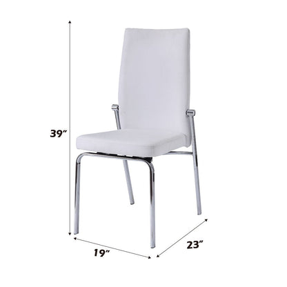 Osias - Chaise d'appoint (lot de 2) - Cuir synthétique blanc et chrome