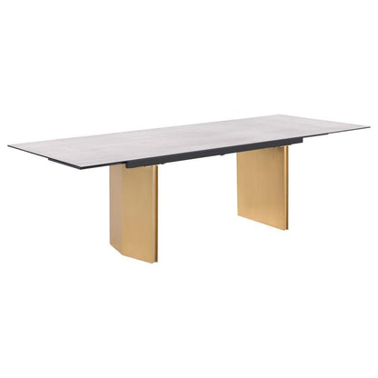 Vesa - Table à manger extensible avec plateau en verre - Beige