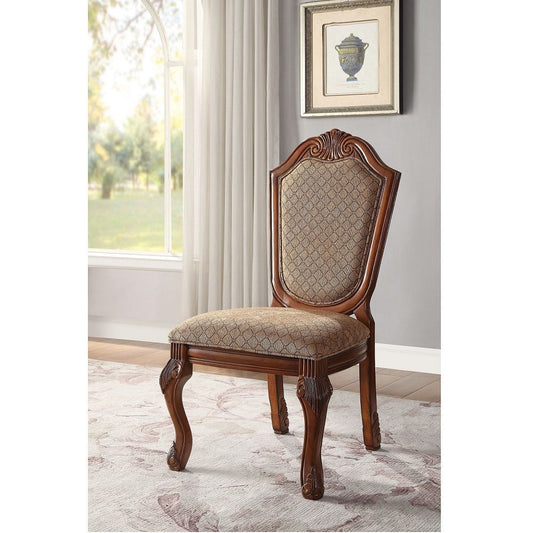 Chateau De Ville - Chaise d'appoint (lot de 2) - Tissu et finition cerisier